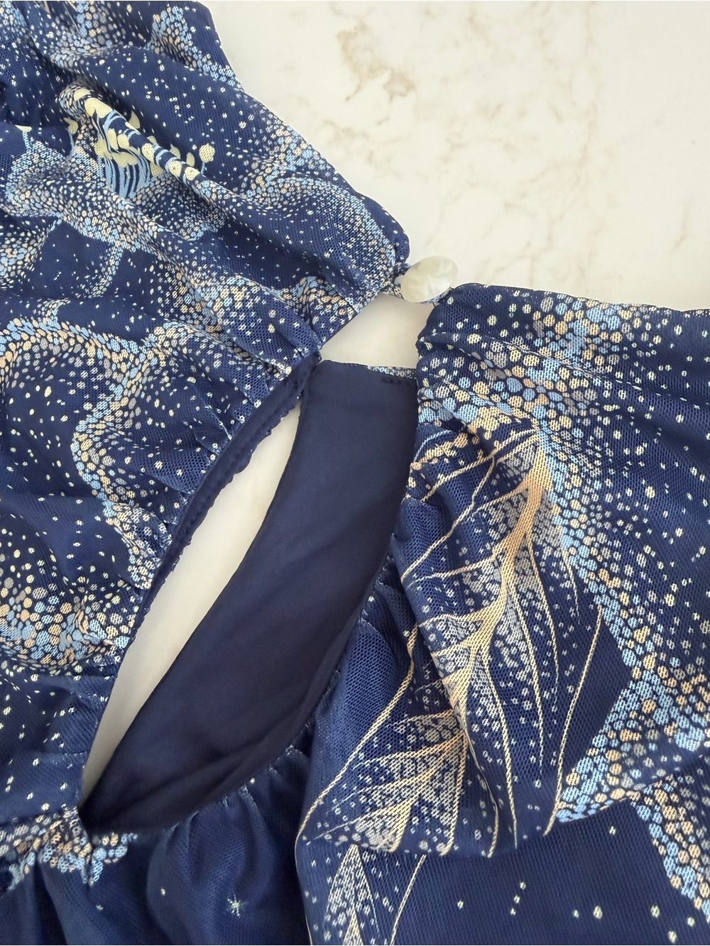 Farm rio /Anthropologie Navy Floral Ruched Long-Sleeve Maxi Dress - Picture 4 of 8